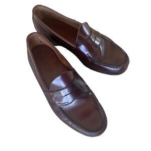 GH Bass & Co Weejuns Logan Penny Loafers Size 9.5 E Wide Burgundy EUC